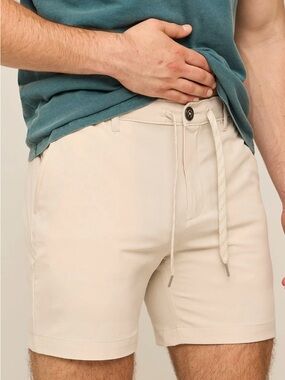 chubbies Cream khaki Anywhere 6” Flat Front Drawstring Shorts